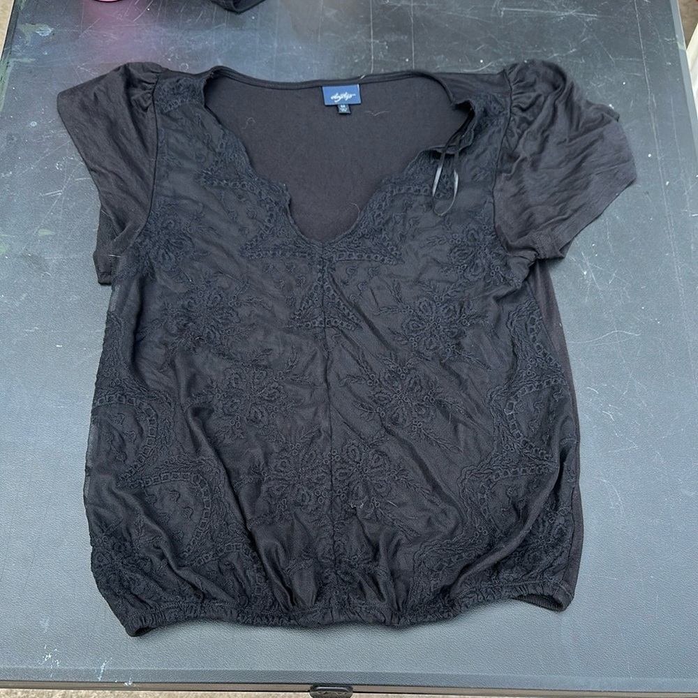 Daytrip Black Ruched Short Sleeve Blouse